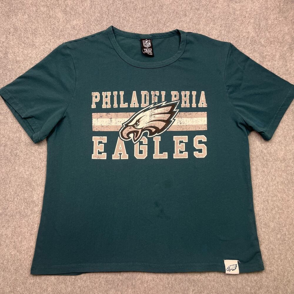 NFL Team Apparel Philadelphia Eagles Shirt Men Large Green Football Short Sleeve